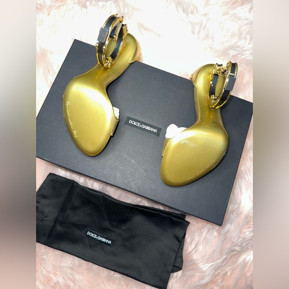 DOLCE & GABBANA Sculpted-Heel Metallic Leather sandals - Picture 12 of 16